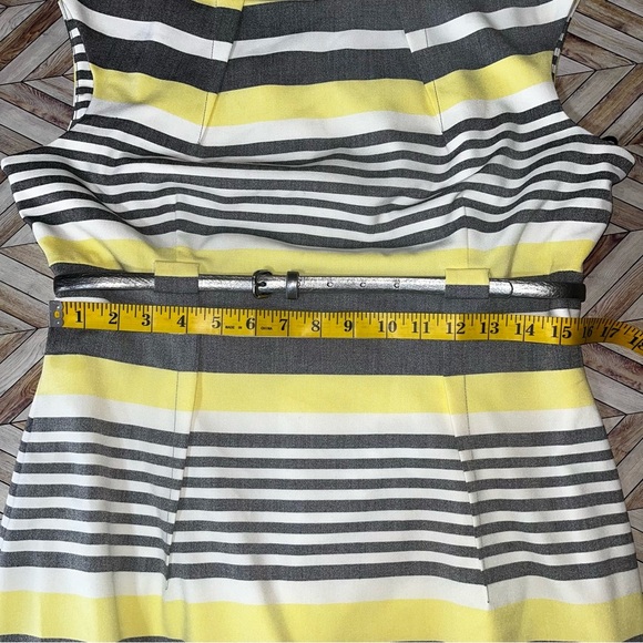 CALVIN KLEIN Belted Sheath‎ Dress Butter Yellow Office Career Size 12 Stretch - Picture 12 of 12